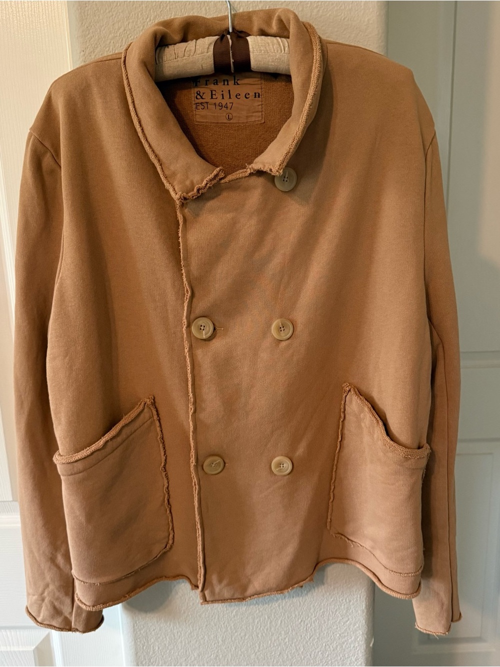 Frank and Eileen Mini Belfast Cropped Sweatshirt Peacoat in Camel Size L - Picture 4 of 12